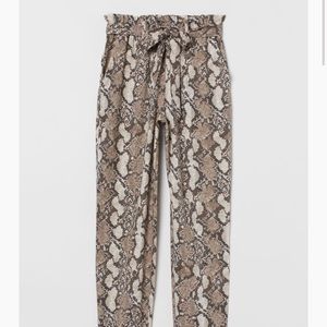 High waisted snakeskin paper bag pants